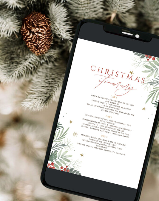 Winter Greenery Christmas Itinerary Template