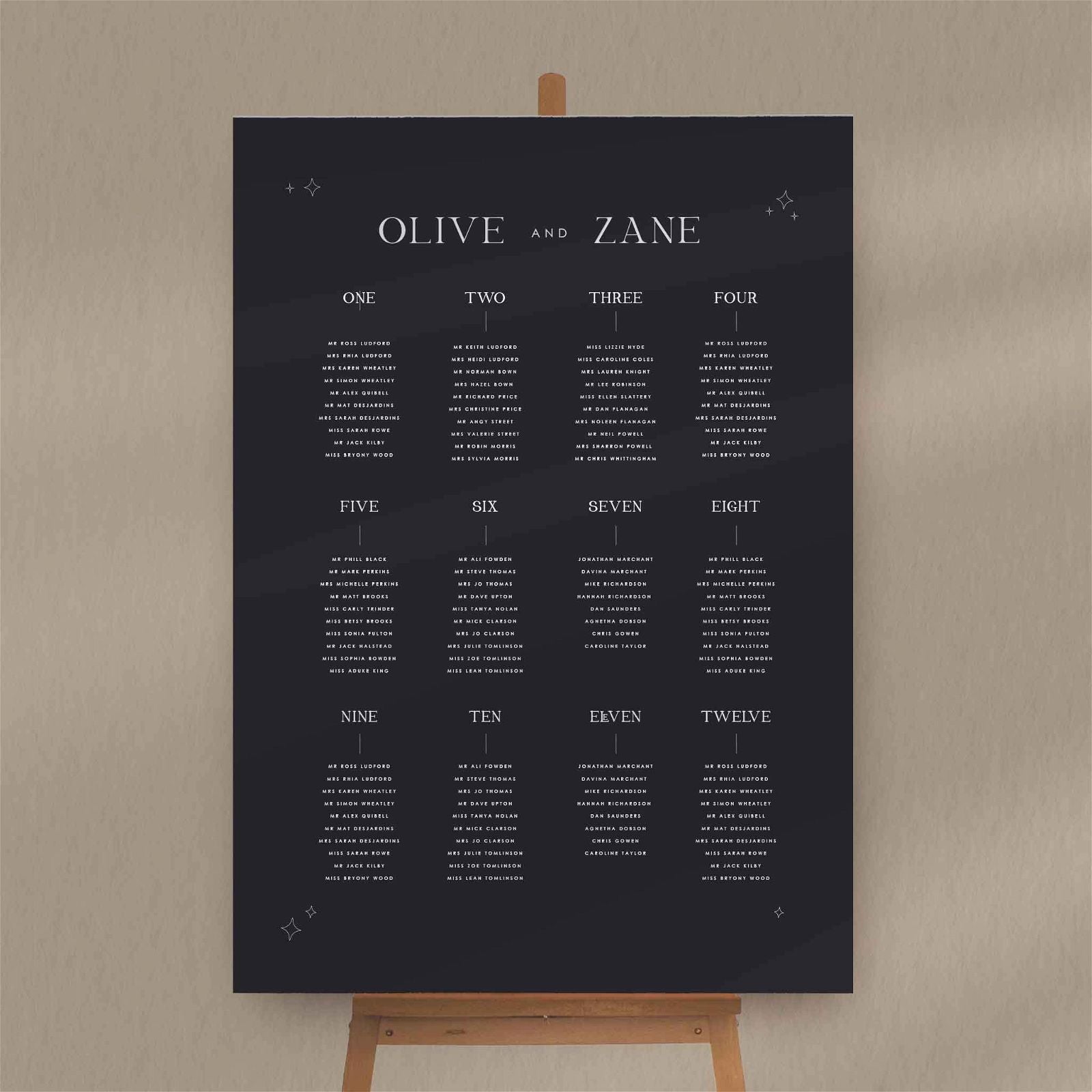 Olive Seating Plan  Ivy and Gold Wedding Stationery   