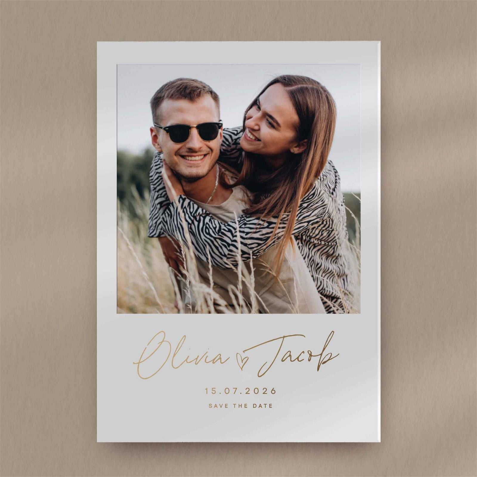 Olivia | Polaroid Save The Date  Ivy and Gold Wedding Stationery   