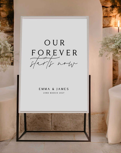 Our Forever Starts Now Sign - Ivy and Gold Wedding Stationery