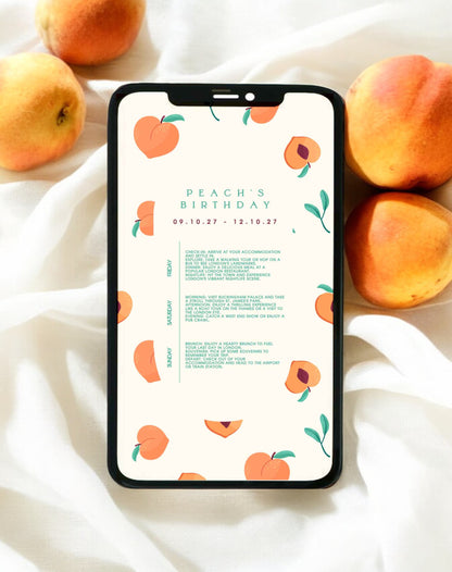 Peach Birthday Itinerary & Invitation - Ivy and Gold Wedding Stationery