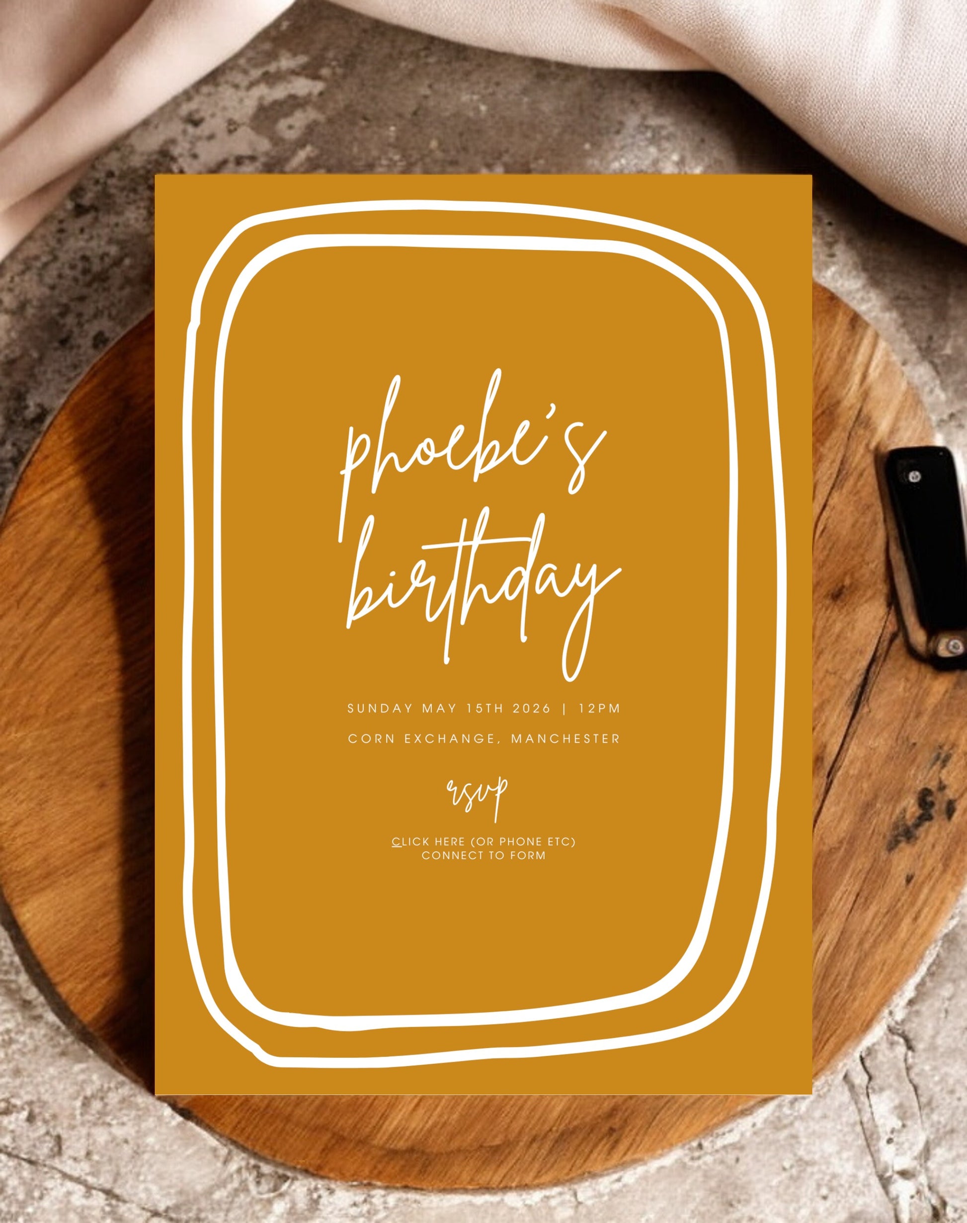 Phoebe Doodle Birthday Itinerary & Invitation - Ivy and Gold Wedding Stationery