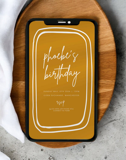 Phoebe Doodle Birthday Itinerary & Invitation - Ivy and Gold Wedding Stationery