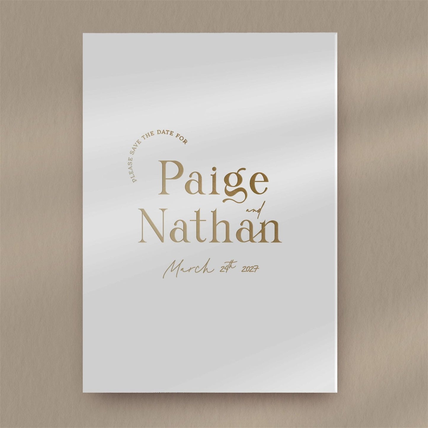 Paige | Minimal Save The Date  Ivy and Gold Wedding Stationery   