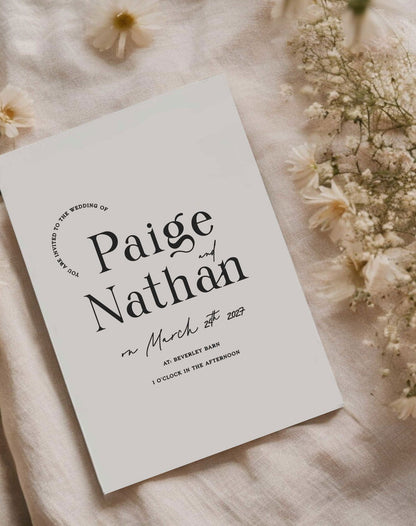 Paige | Modern Wedding Invite - Ivy and Gold Wedding Stationery -  