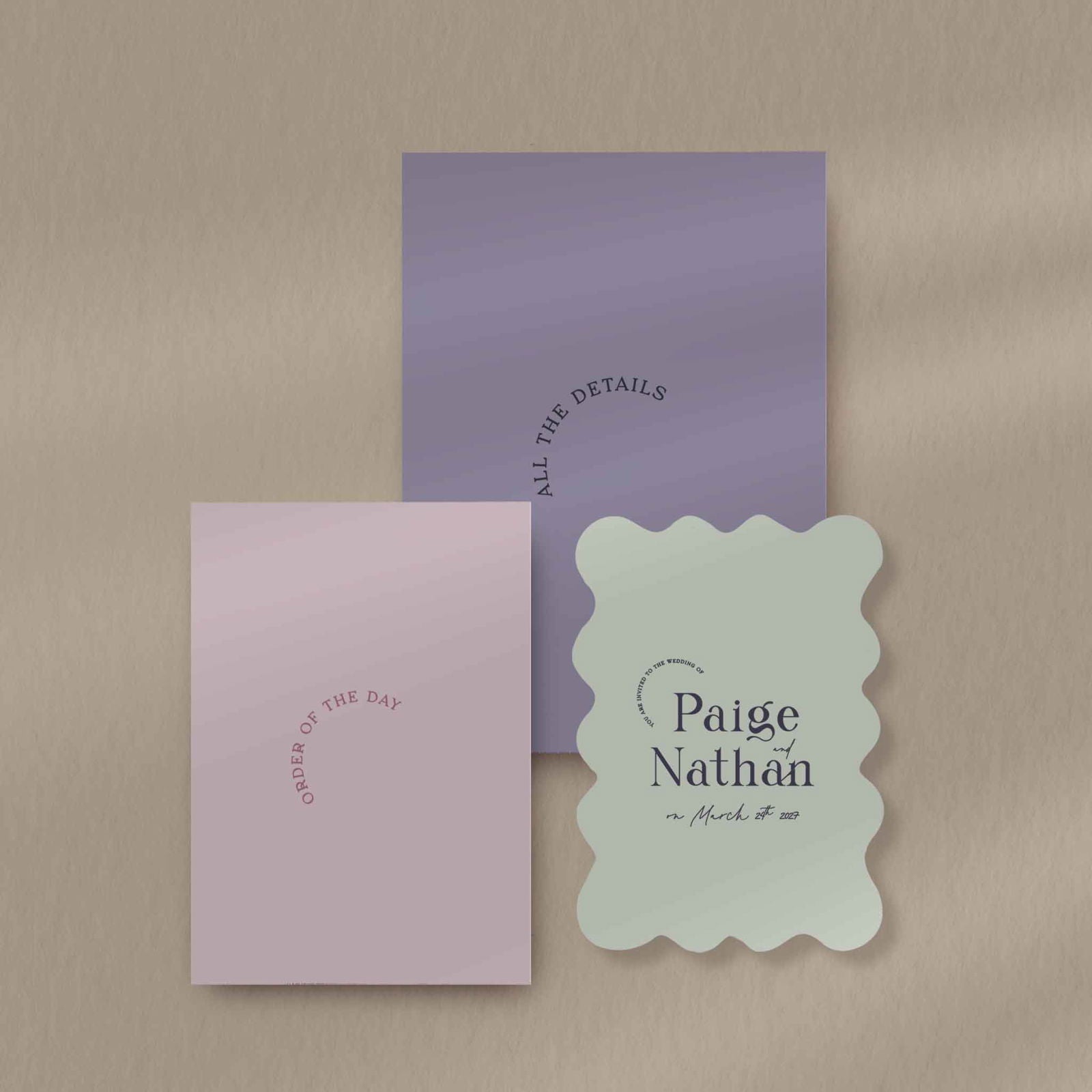 Paige | Modern Wedding Invite - Ivy and Gold Wedding Stationery -  
