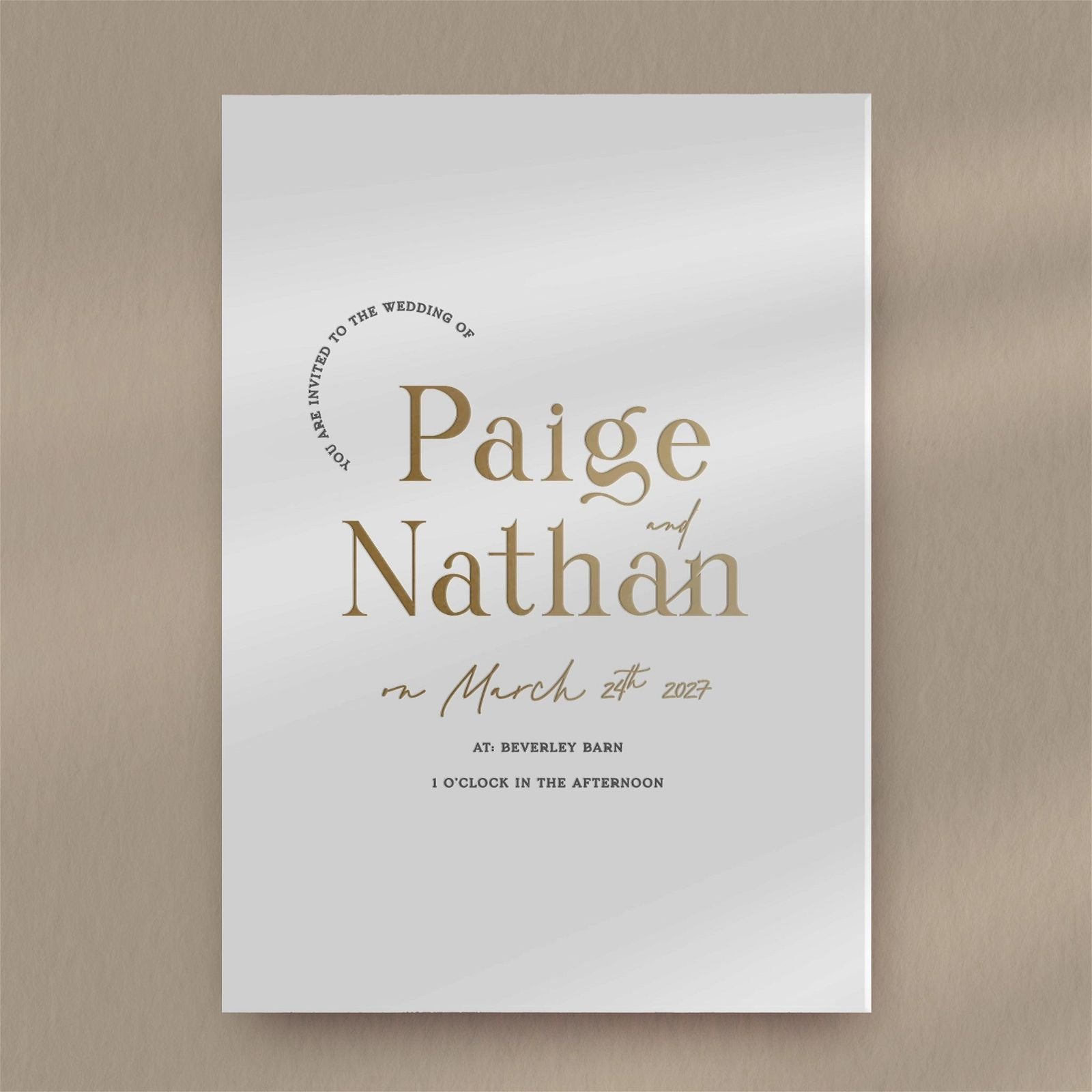 Paige | Modern Wedding Invite  Ivy and Gold Wedding Stationery   