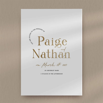 Paige | Modern Wedding Invite  Ivy and Gold Wedding Stationery   