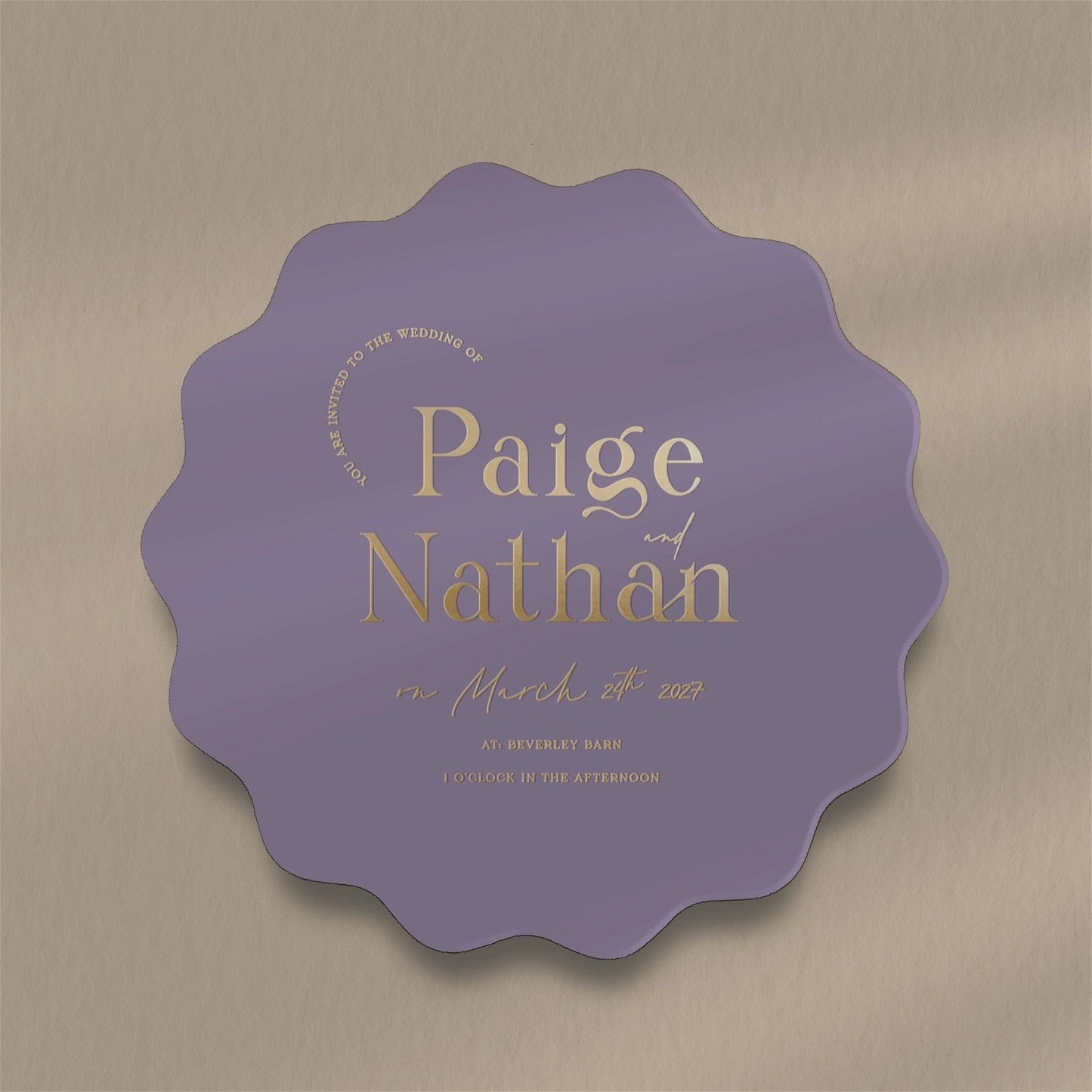 Paige | Modern Wedding Invite  Ivy and Gold Wedding Stationery   