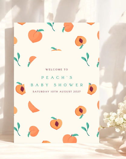 Peach Baby Shower Welcome Sign - Ivy and Gold Wedding Stationery