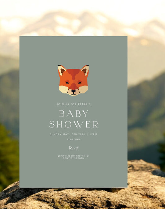 Petra Fox Woodland Baby Shower Invite