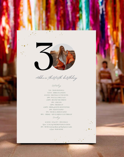 Abbie Photo Birthday Itinerary & Invitation - Ivy and Gold Wedding Stationery