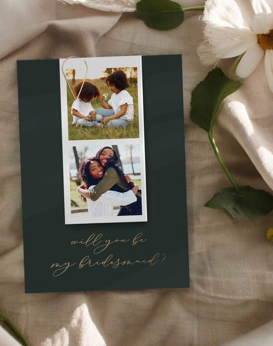 Photo Strip Proposal Card - Ivy and Gold Wedding Stationery -  