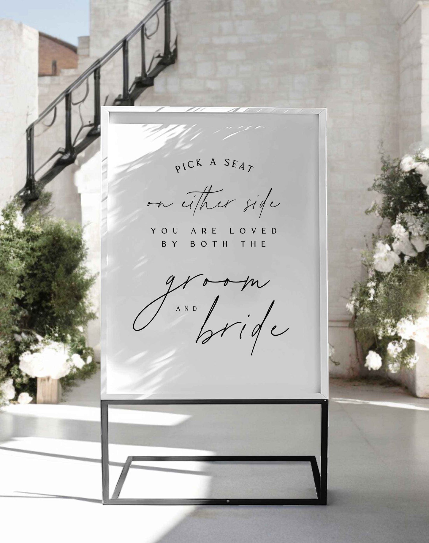 Pick A Seat Not A Side Sign - Ivy and Gold Wedding Stationery