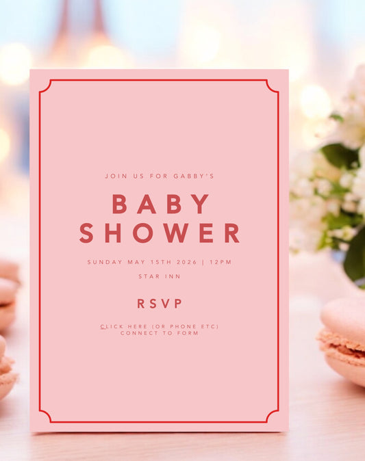 Gabby Pink Baby Shower Invitation