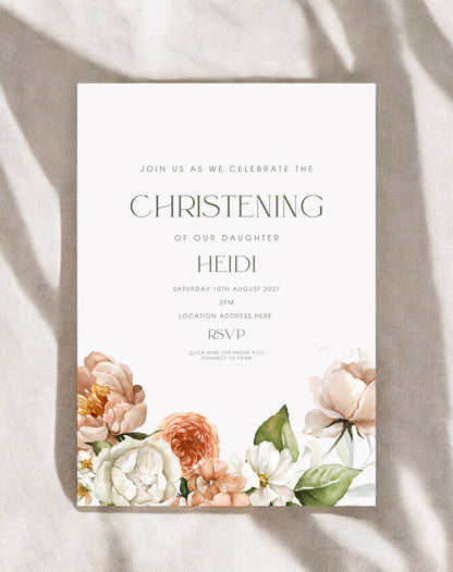 Heidi English Garden Christening Invitation - Ivy and Gold Wedding Stationery