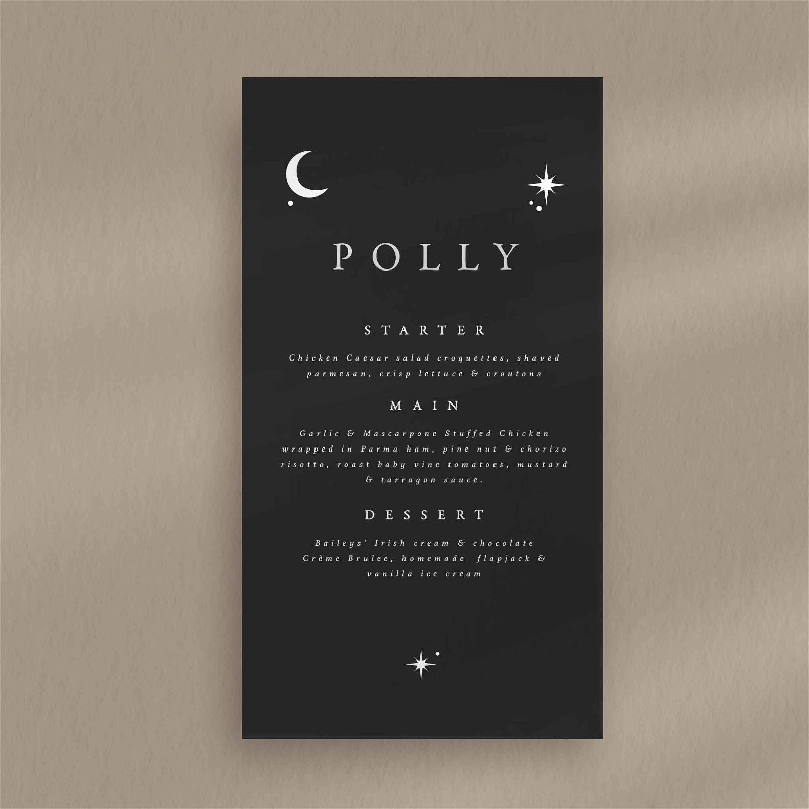 Polly Menu  Ivy and Gold Wedding Stationery   