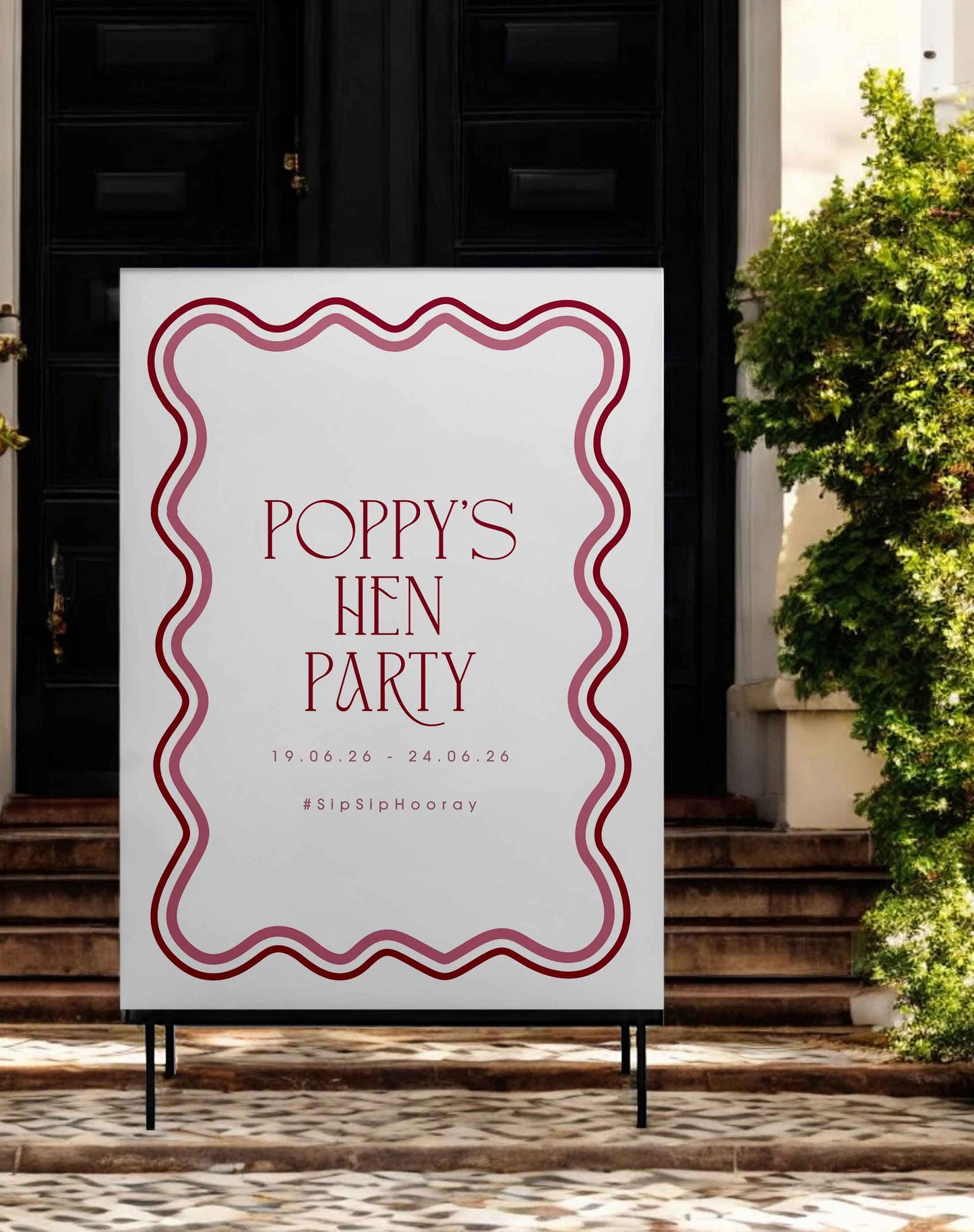 Poppy Wavy Hen Party Sign - Ivy and Gold Wedding Stationery