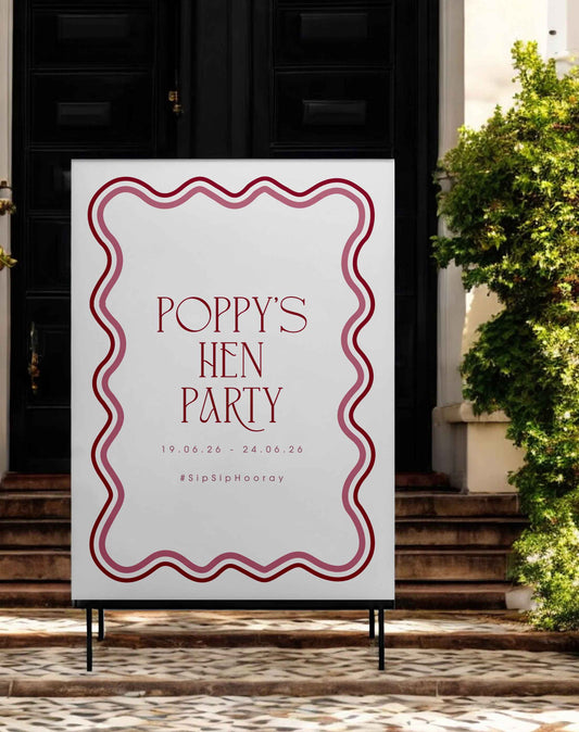 Poppy Wavy Hen Party Sign