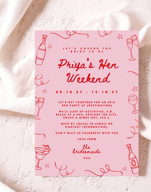 Priya Doodle Hen Itinerary & Invitation Digital Template