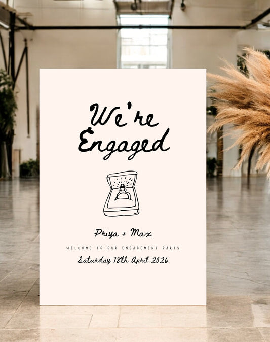 Priya | Ring Engagement Party Sign - Ivy and Gold Wedding Stationery