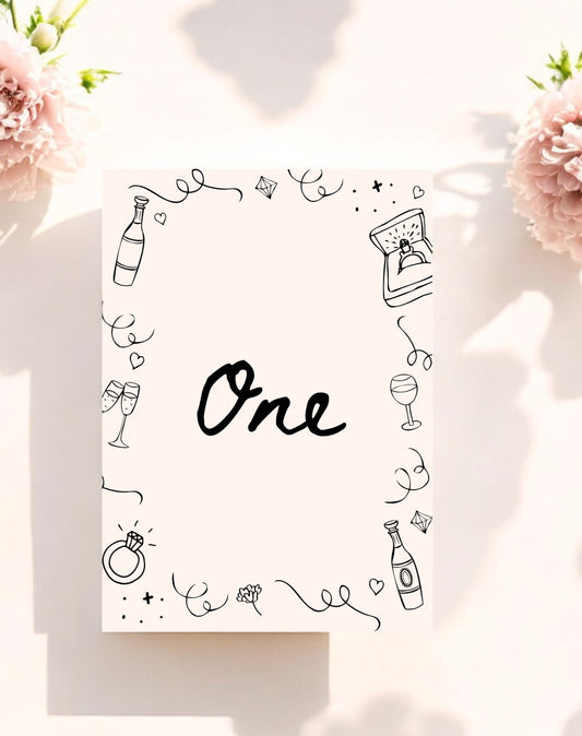 Priya | Doodle Table Number - Ivy and Gold Wedding Stationery