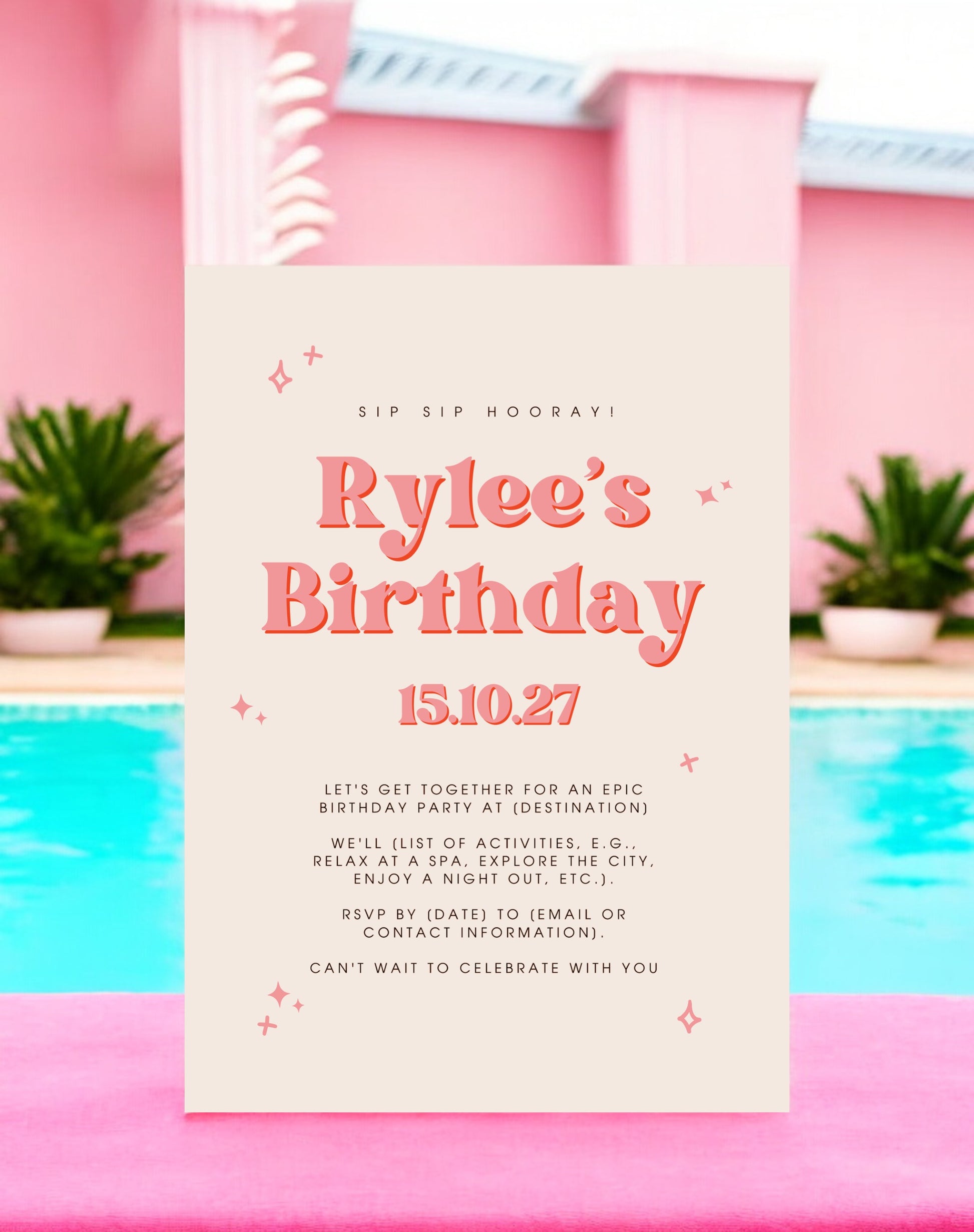 Rylee Retro Birthday Itinerary & Invitation - Ivy and Gold Wedding Stationery