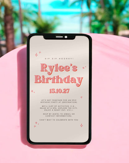 Rylee Retro Birthday Itinerary & Invitation - Ivy and Gold Wedding Stationery