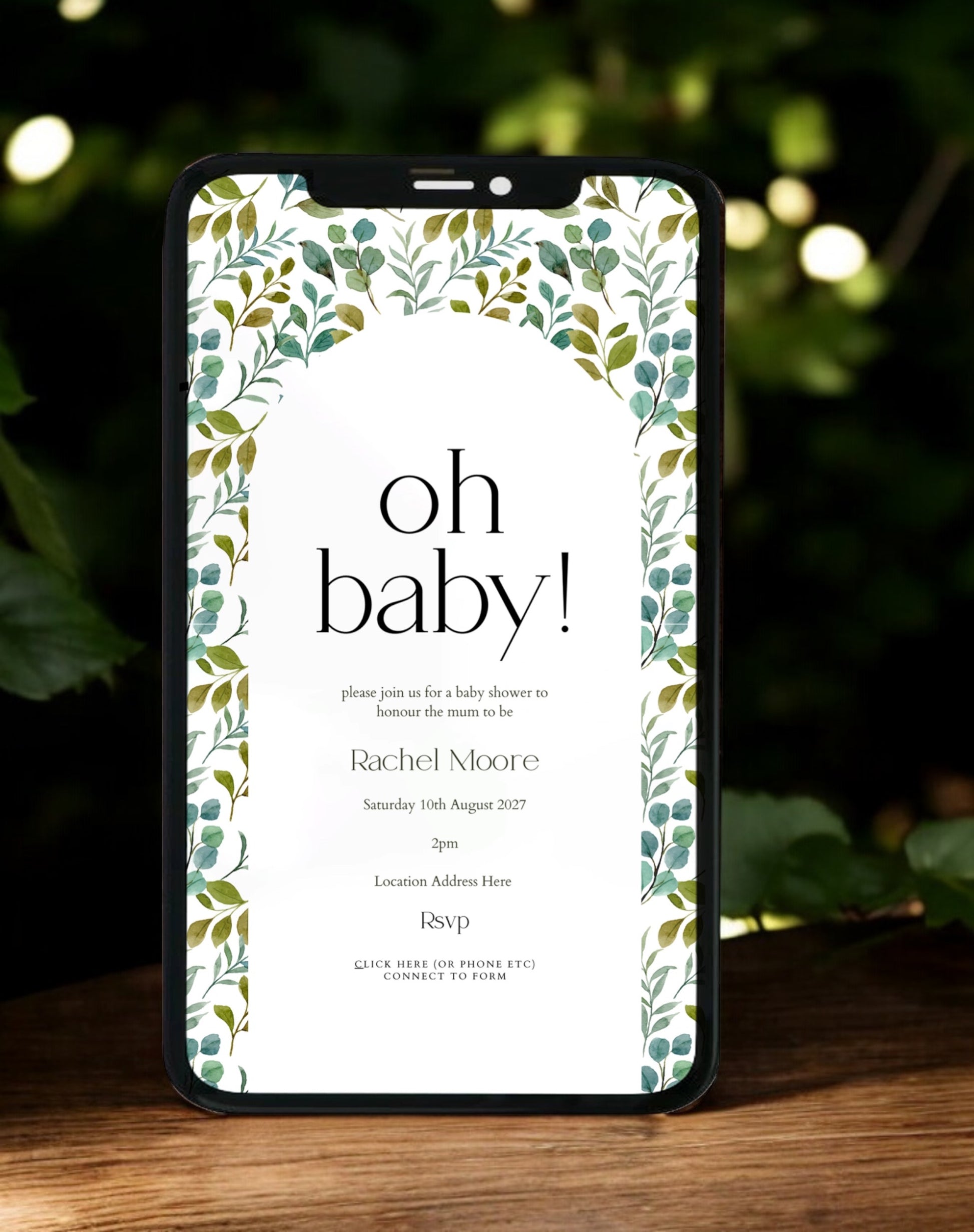 Rachel Foliage Gender Reveal Baby Shower Invite - Ivy and Gold Wedding Stationery