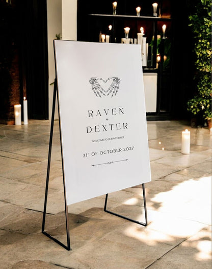 Raven | Skeleton Hands Welcome Sign - Ivy and Gold Wedding Stationery