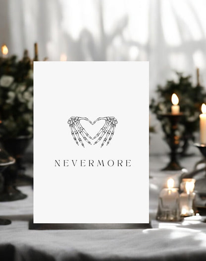 Raven | Skeleton Hands Table Number - Ivy and Gold Wedding Stationery