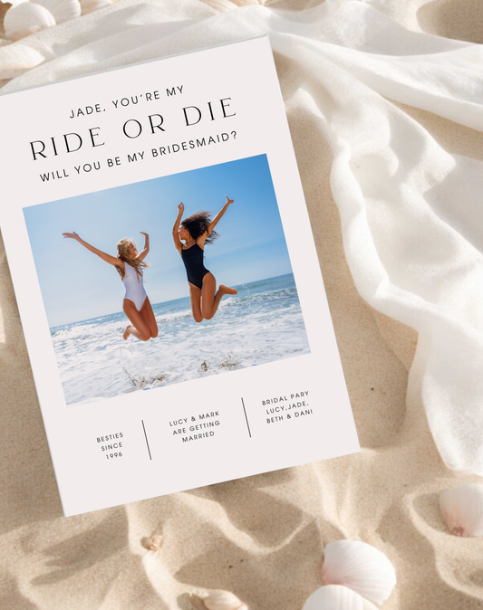 Ride Or Die Card - Ivy and Gold Wedding Stationery