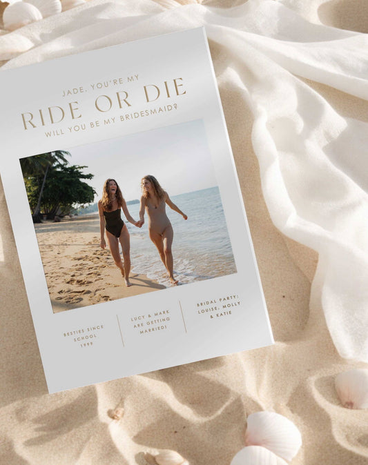 Ride Or Die Card - Ivy and Gold Wedding Stationery -  