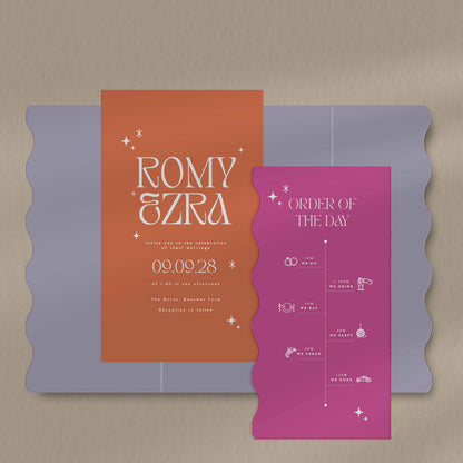 Romy | Boho Wedding Invitations - Ivy and Gold Wedding Stationery -  