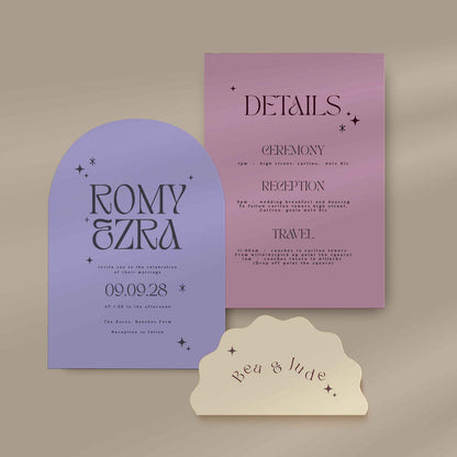 Romy | Boho Wedding Invitations - Ivy and Gold Wedding Stationery -  