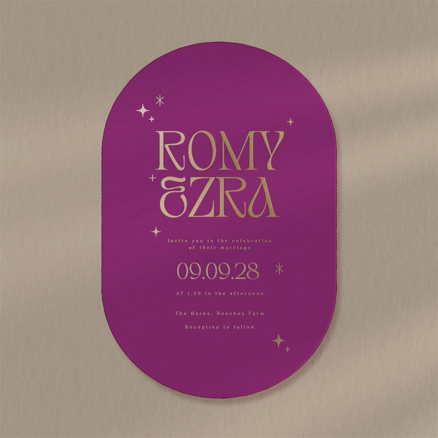 Romy | Boho Wedding Invitations  Ivy and Gold Wedding Stationery   