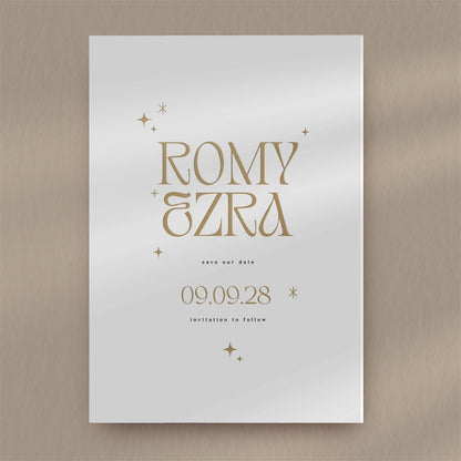 Romy | Starry Save The Date  Ivy and Gold Wedding Stationery   