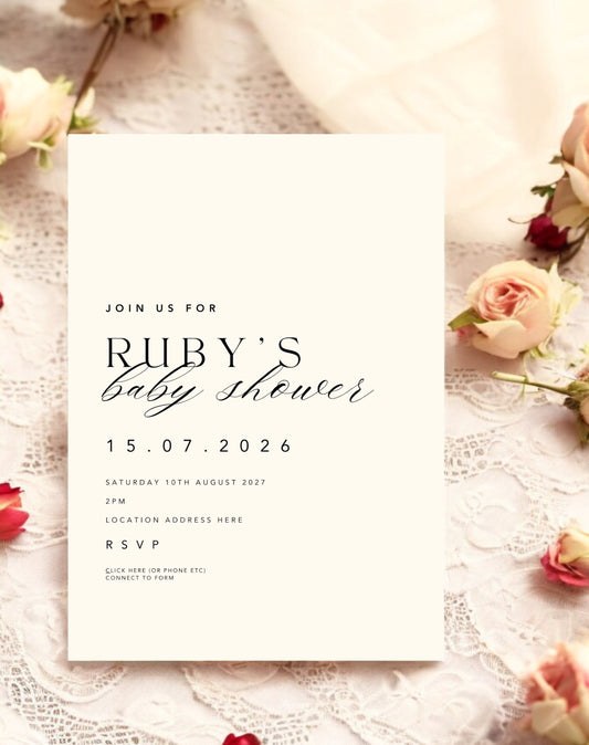 Ruby Minimal Baby Shower Invitation