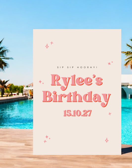 Rylee Retro Birthday Party Welcome Sign - Ivy and Gold Wedding Stationery