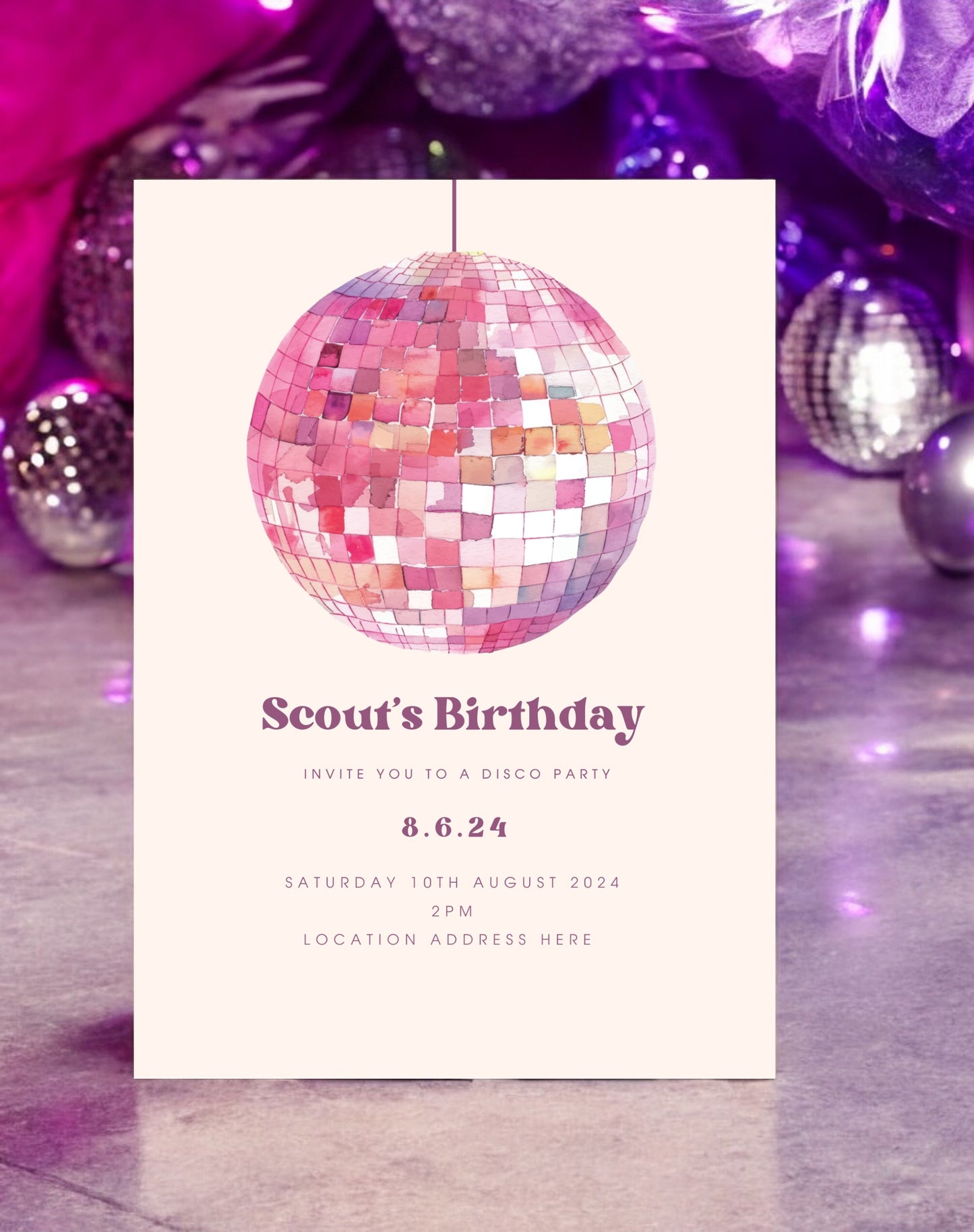 Scout Disco Ball Birthday Invitation - Ivy and Gold Wedding Stationery