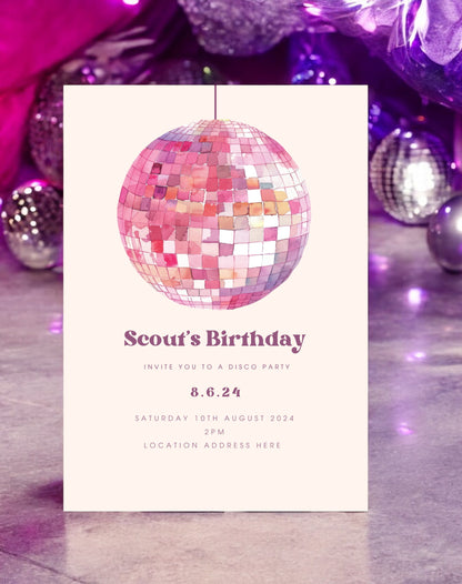 Scout Disco Ball Birthday Invitation - Ivy and Gold Wedding Stationery