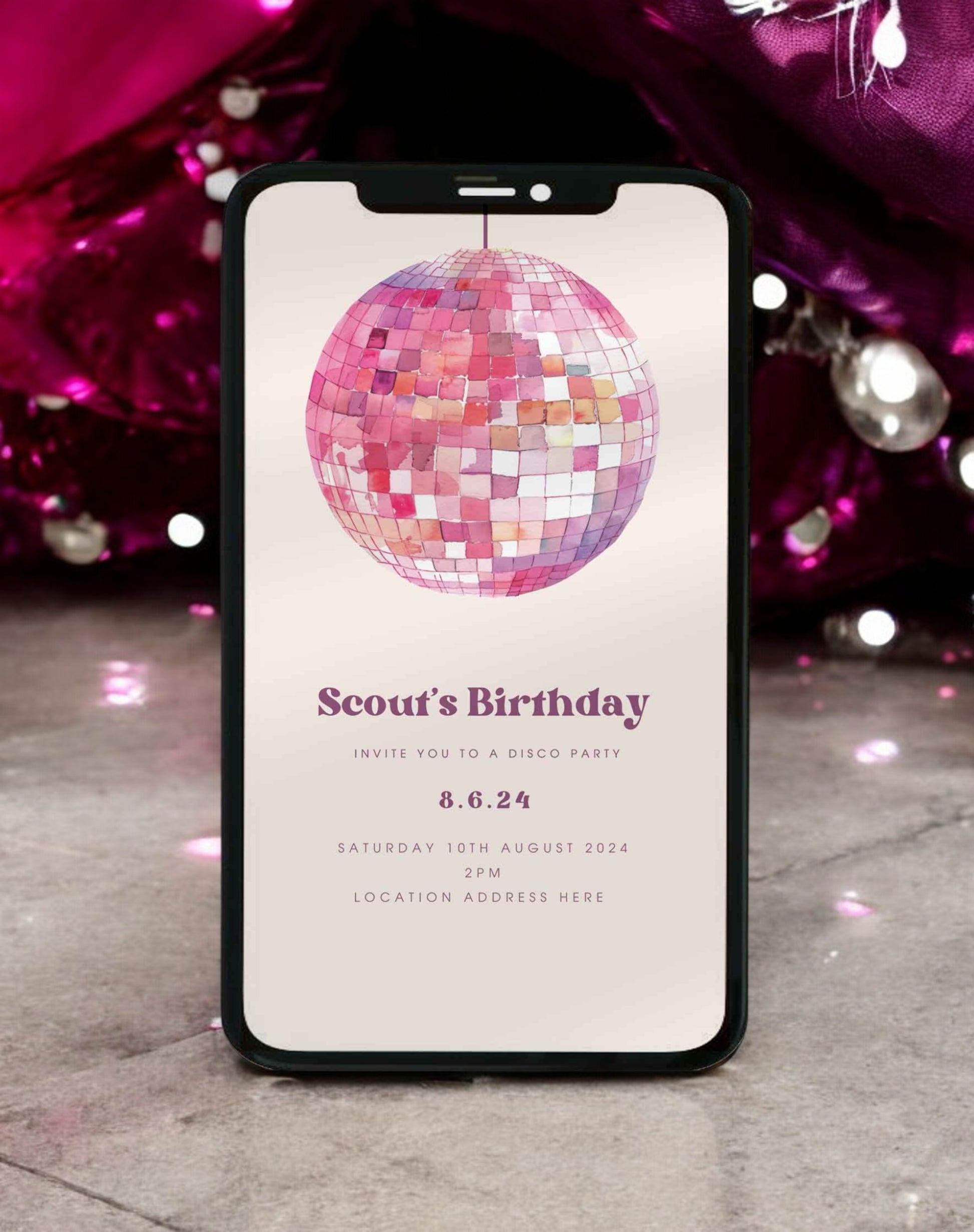 Scout Disco Ball Birthday Invitation - Ivy and Gold Wedding Stationery