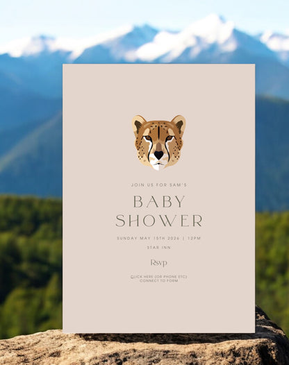 Sam Cheetah Baby Shower Invite - Ivy and Gold Wedding Stationery