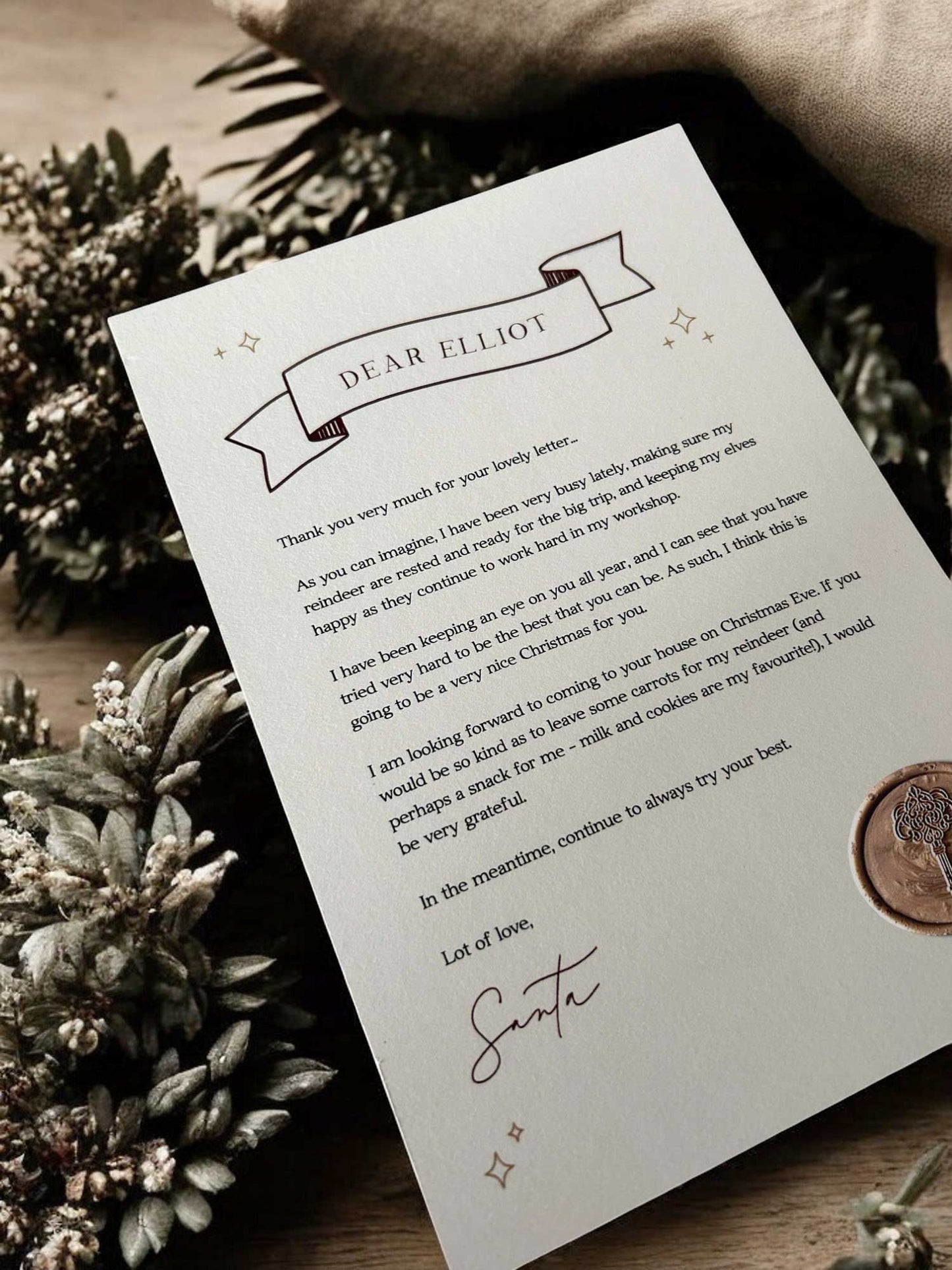 Letter From Santa - Ivy and Gold Wedding Stationery