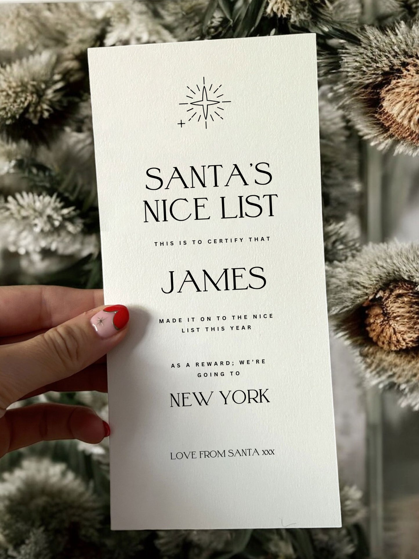 Personalized Santa Nice List Gift Voucher Digital Template