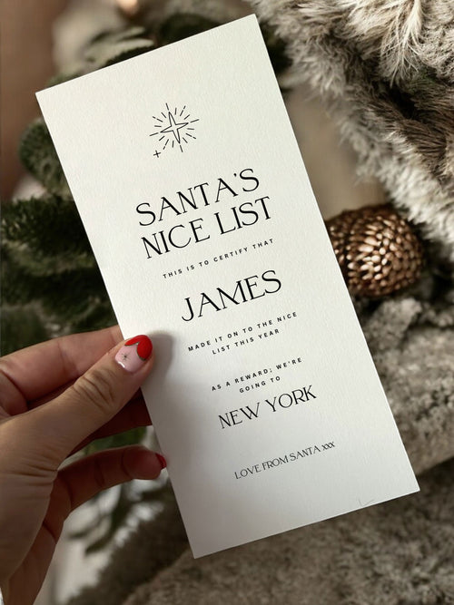 Personalized Santa Nice List Gift Voucher Digital Template