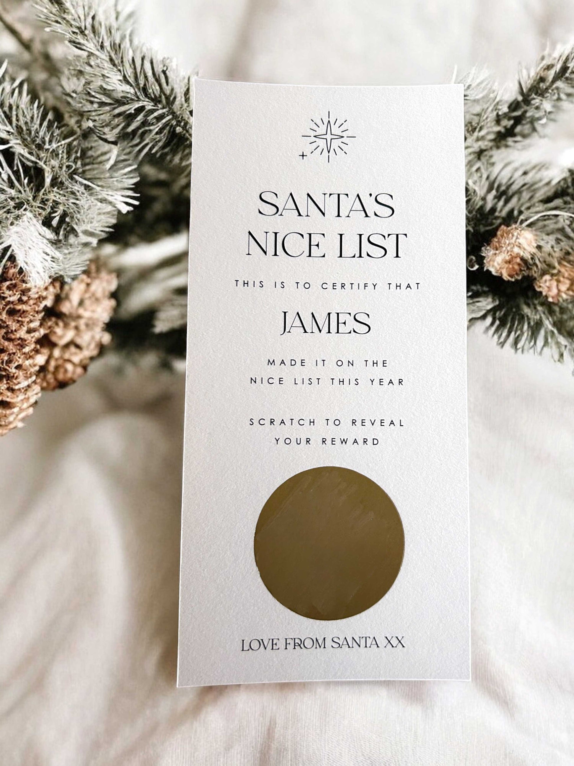 Santa Claus Nice List Certificate- Ivy and Gold Wedding Stationery