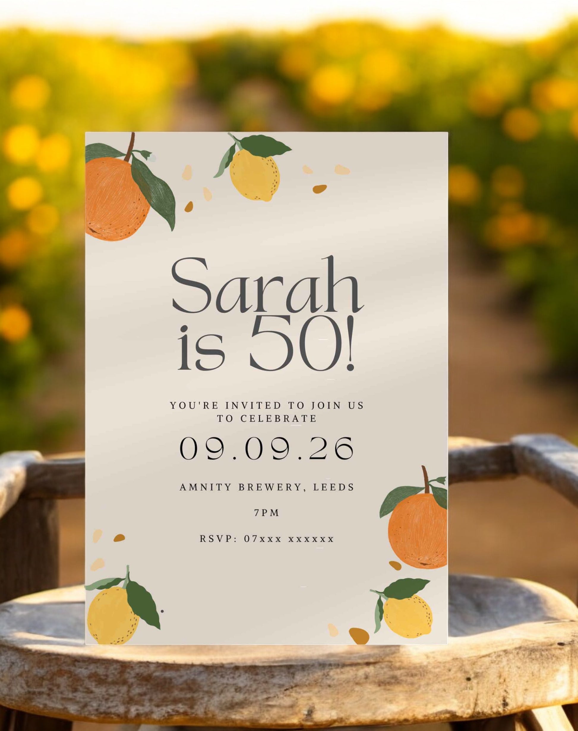 Sarah Lemon Birthday Invitation - Ivy and Gold Wedding Stationery