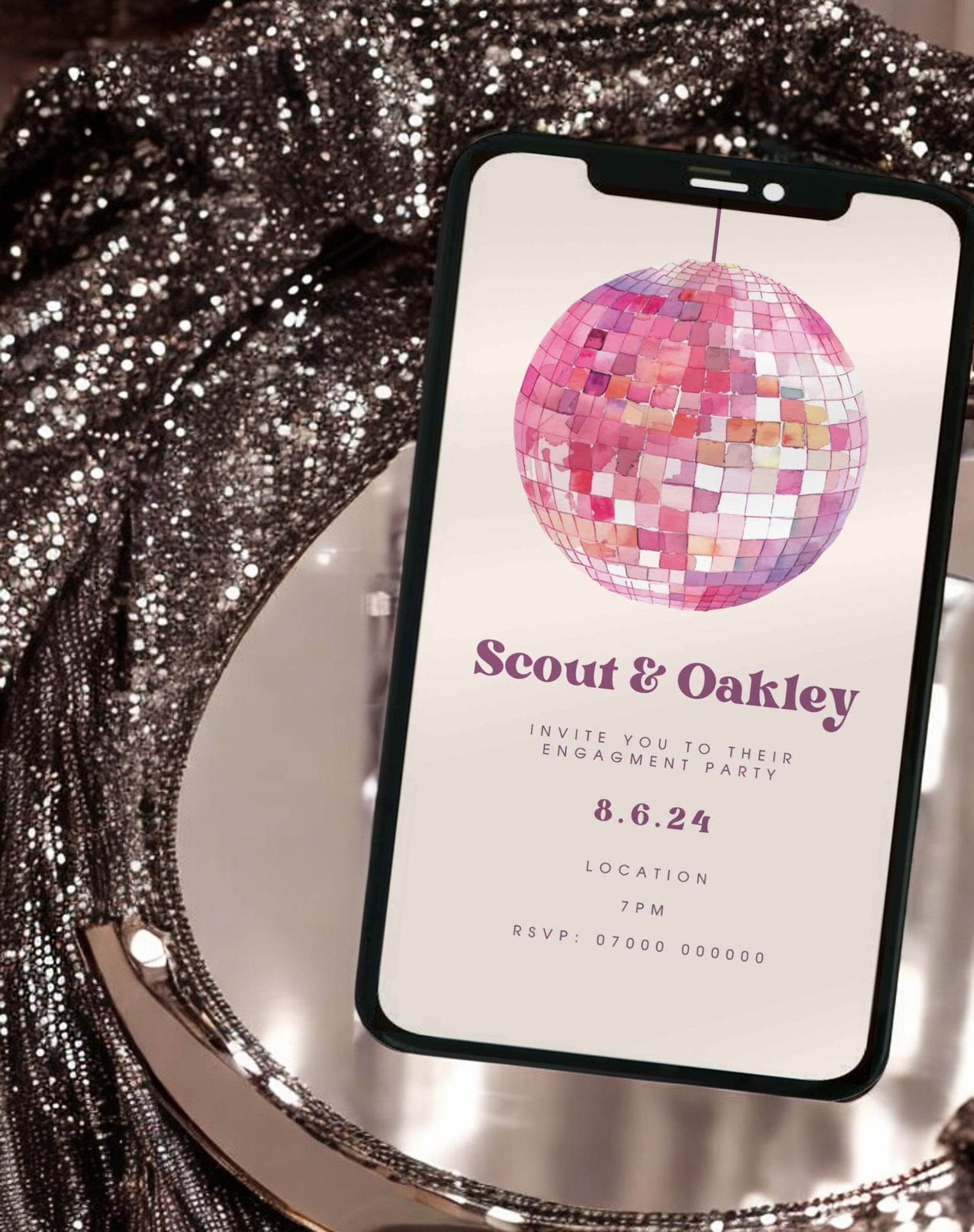 Scout Disco Ball Engagement Invitation - Ivy and Gold Wedding Stationery