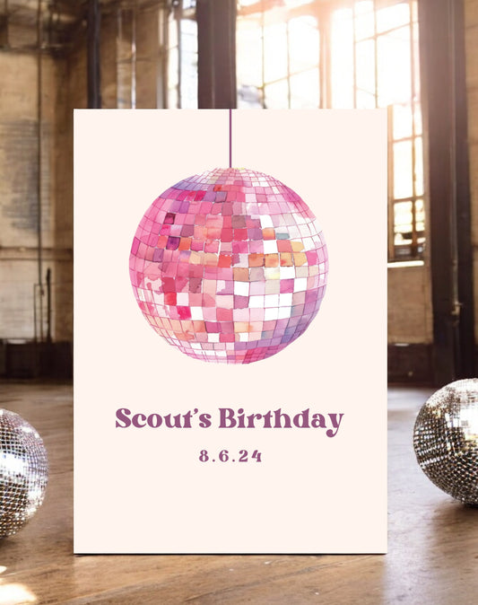 Scout Disco Ball Birthday Party Welcome Sign - Ivy and Gold Wedding Stationery